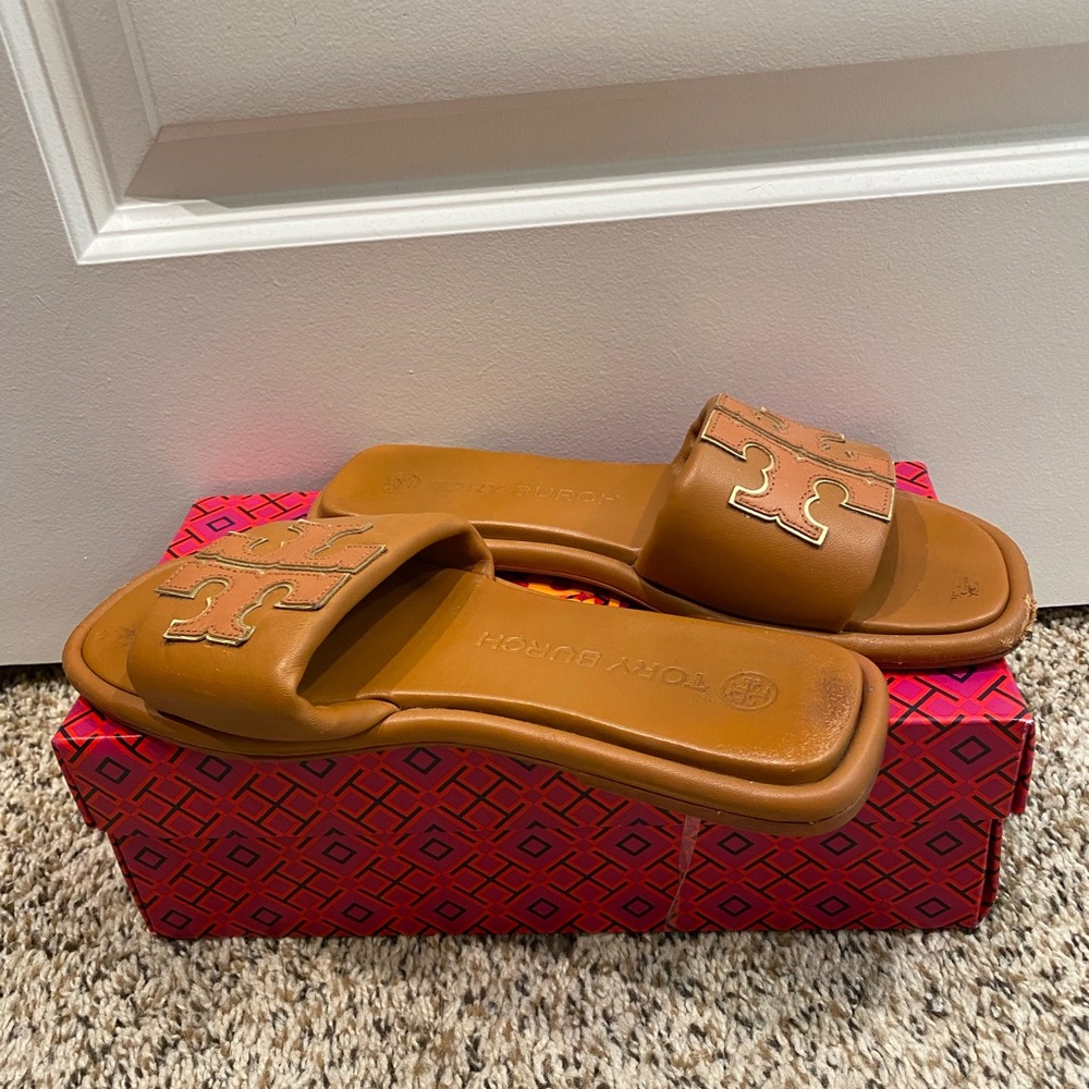 Tory Burch T Slide, size 8, Bourbon